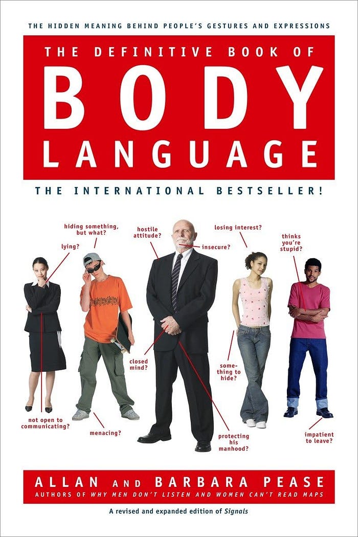 Cover of ‘The Definitive Book of Body Language’ by Allan and Barbara Pease – bestselling book on gestures, expressions, and communication.